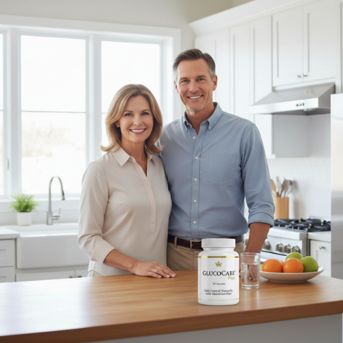 GlucoCare Plus Natural Blood Sugar Support Formula with herbal ingredients"